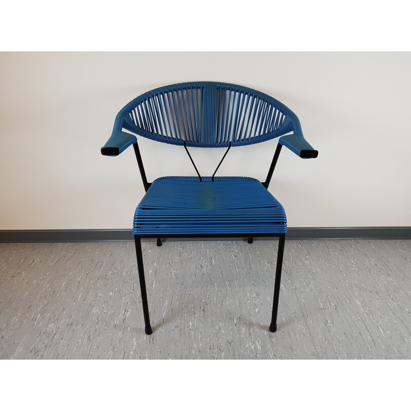 Ensemble de 5 fauteuils multicolores en plastique et en métal - 1960