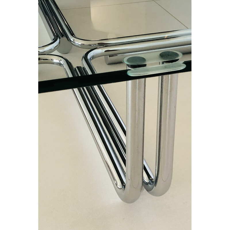 Vintage model 784 coffee table in chromed metal and glass by Gianfranco Frattini for Cassina, Italy 1968