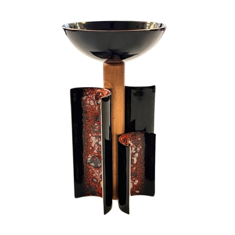 Vintage Space Age candlestick in enameled copper, Germany 1960