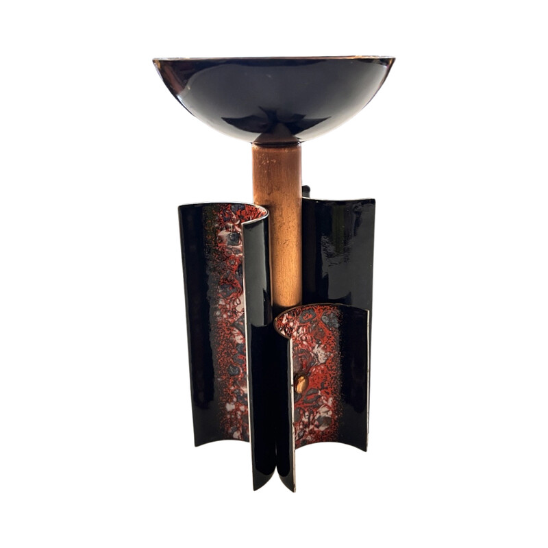 Vintage Space Age candlestick in enameled copper, Germany 1960