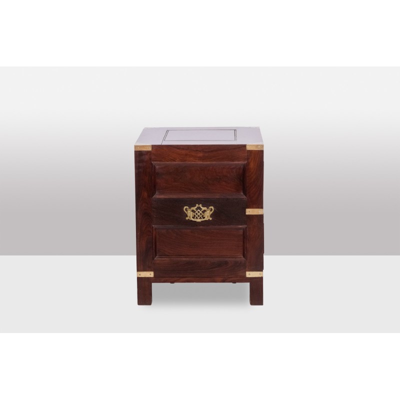 Vintage marine chest of drawers in mahogany and brass, 1950