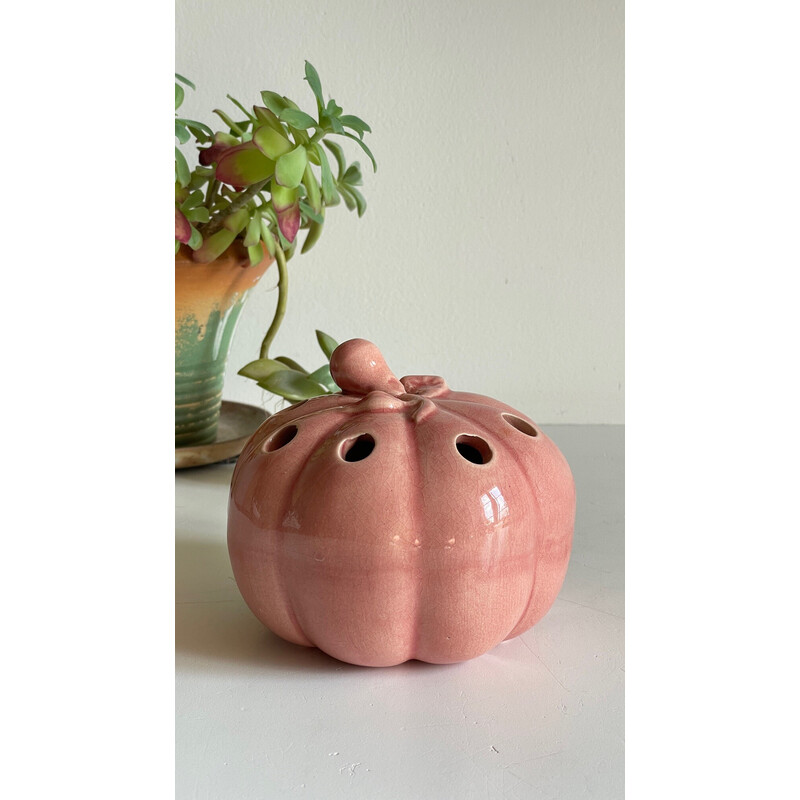 Vase vintage pique fleur pumpking en  ceramique