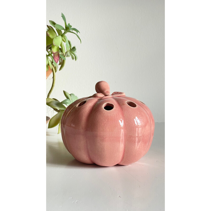 Vintage pumpking flower spade vase in ceramic