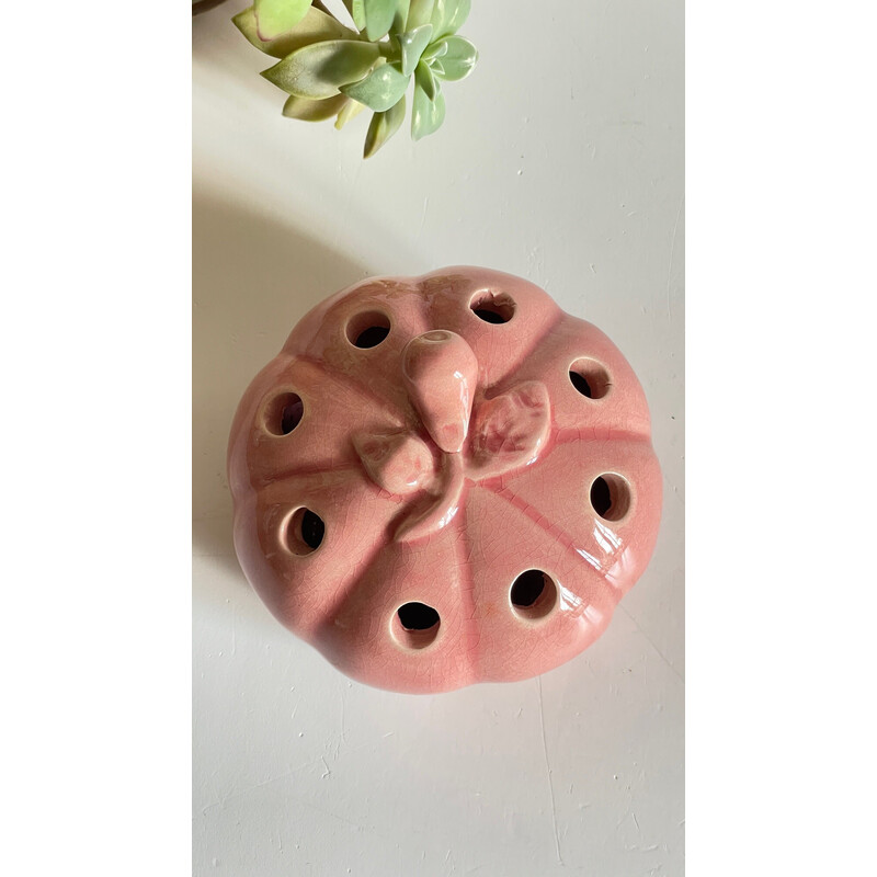 Florero vintage de cerámica con forma de calabaza