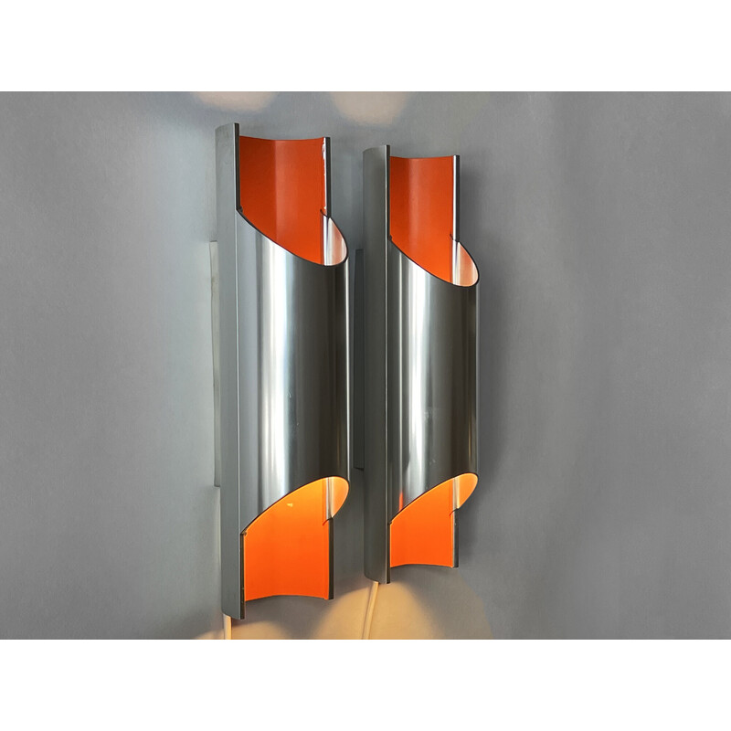 Paar Wandlampen "Pandean" aus Aluminium von Bent Karlby für Lyfa, Dänemark 1970