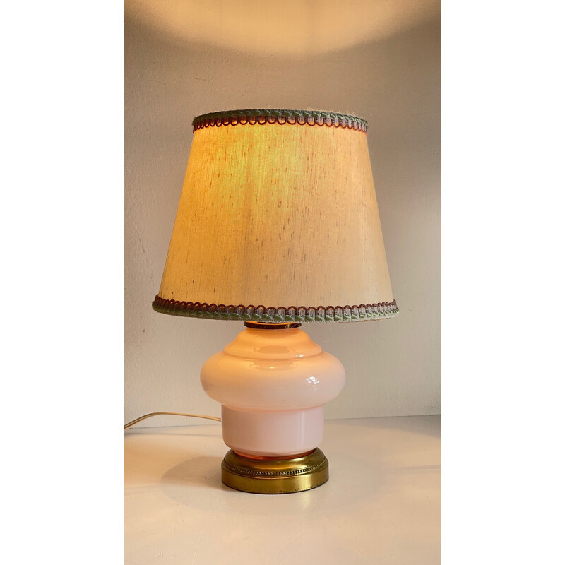 Vintage lamp in opaline glass and brass