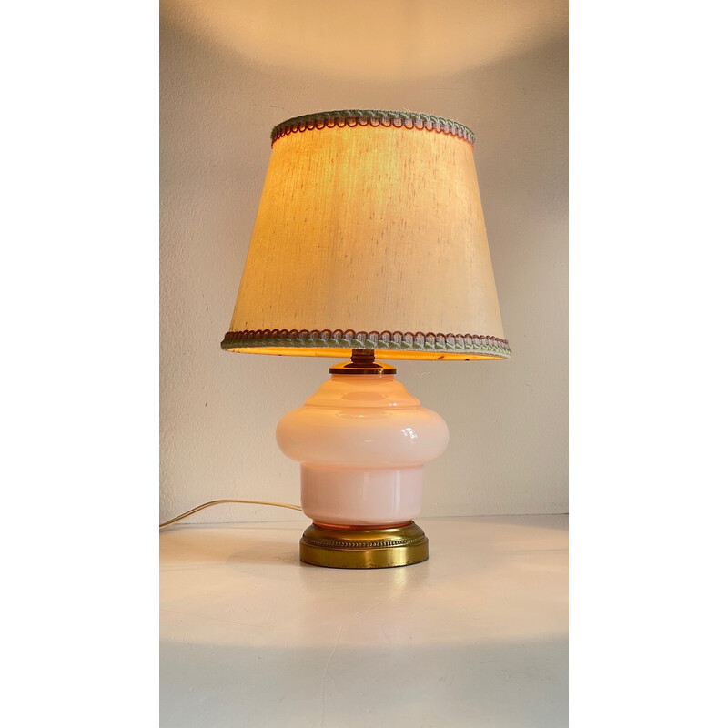 Vintage lamp in opaline glass and brass