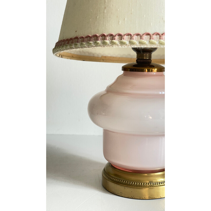Vintage lamp in opaline glas en messing