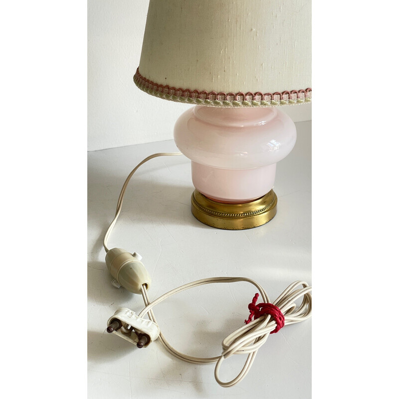 Vintage lamp in opaline glass and brass