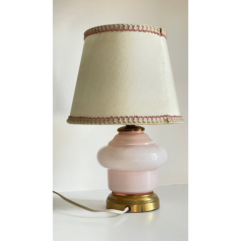 Vintage lamp in opaline glas en messing