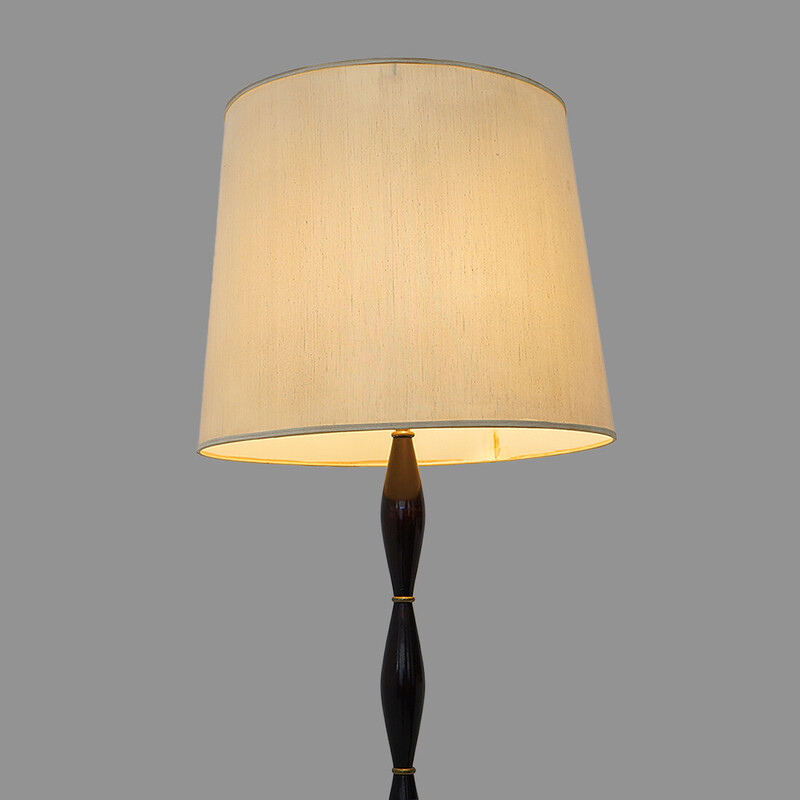 Vintage floor lamp in wood and brass, Italy 1950