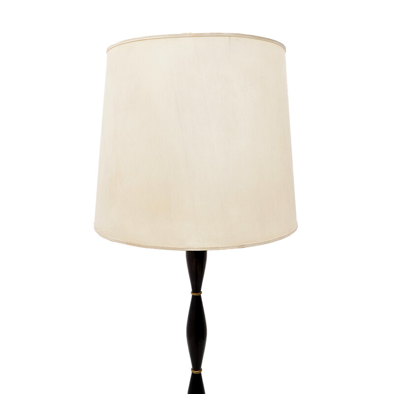 Vintage floor lamp in wood and brass, Italy 1950