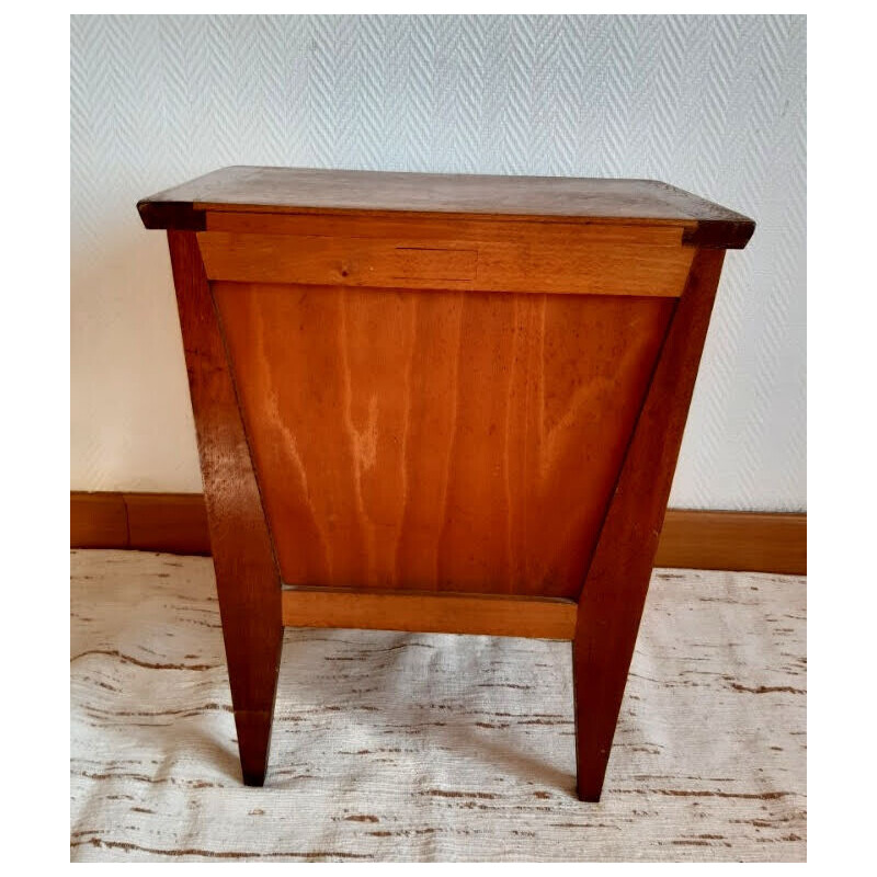 Vintage Art Deco Nachttisch aus Holz, himbeerfarben bemalt