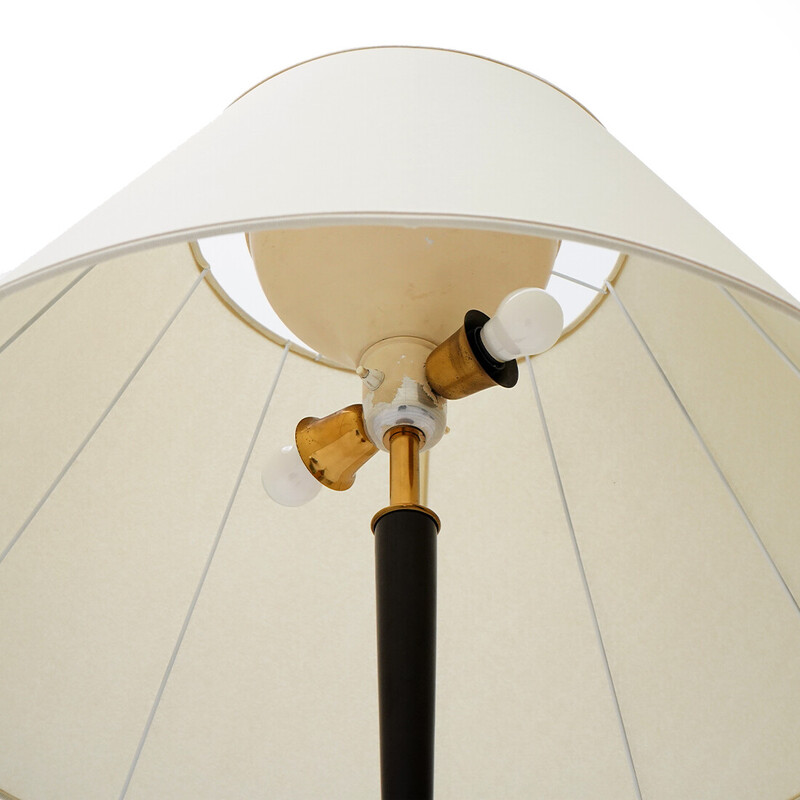 Vintage floor lamp with brass base and parchment lampshade, Italy 1950