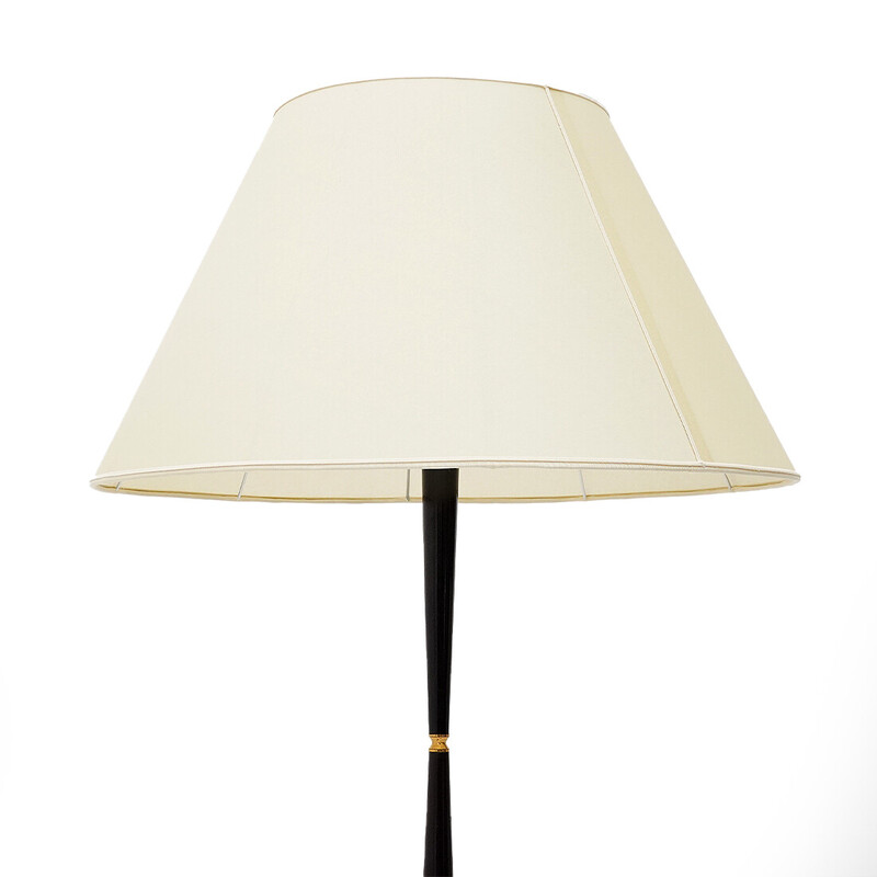 Vintage floor lamp with brass base and parchment lampshade, Italy 1950