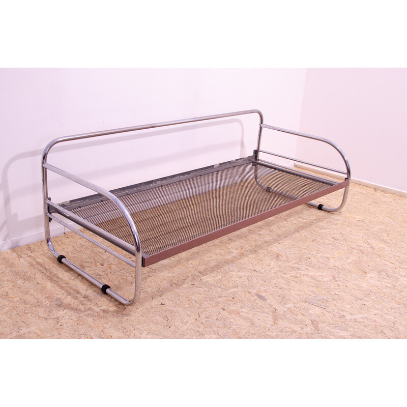 Vintage Bauhaus 3-seater sofa in chromed tubular steel, 1930