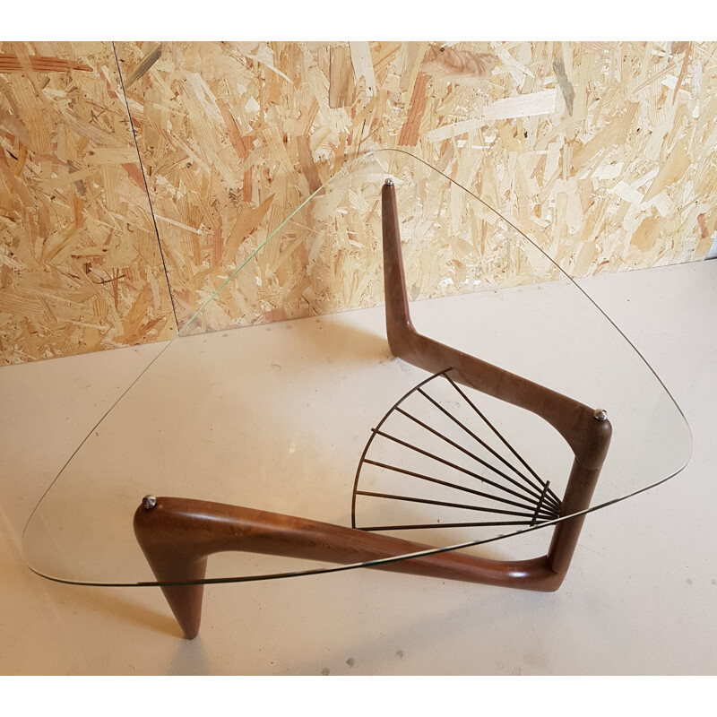 Triangular coffee table in zig-zag shape by Louis Sognot - 1950s
