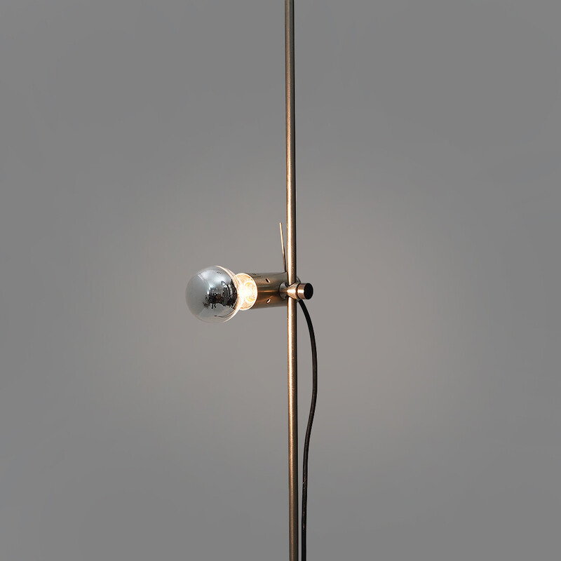 Vintage model "387" floor lamp in metal and travertine by Tito Agnoli for Oluce, Italy 1950