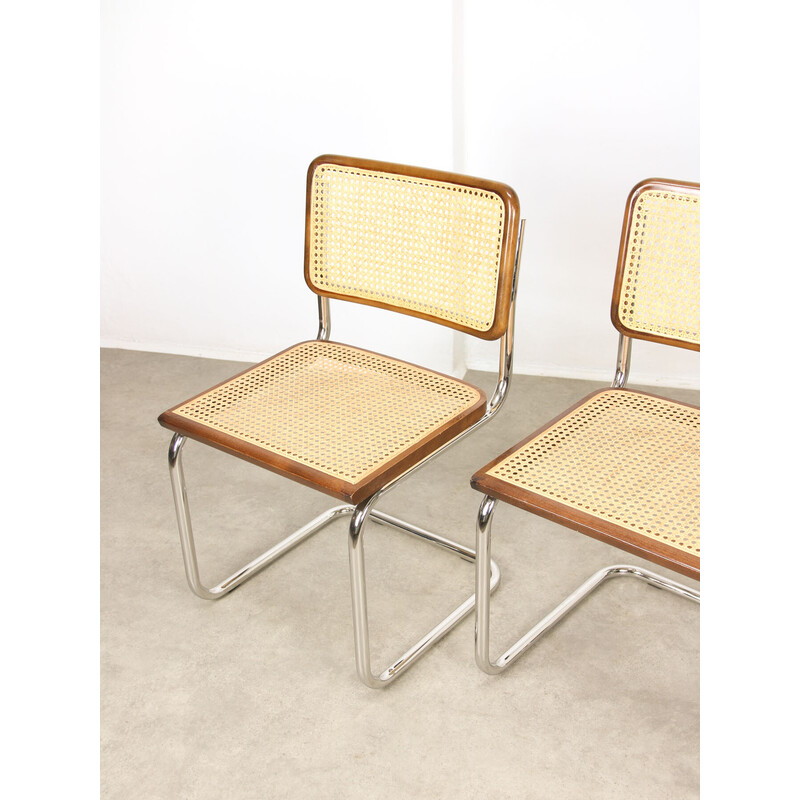 Pair of vintage Cesca B32 brown chairs by Marcel Breuer