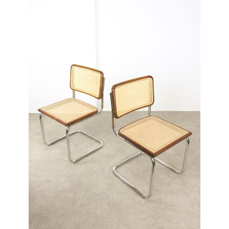 Pair of vintage Cesca B32 brown chairs by Marcel Breuer