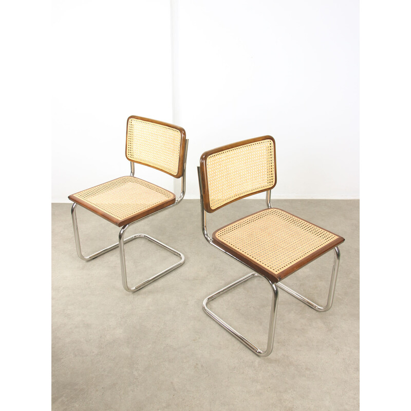 Paire de chaises vintage Cesca B32 marron par Marcel Breuer