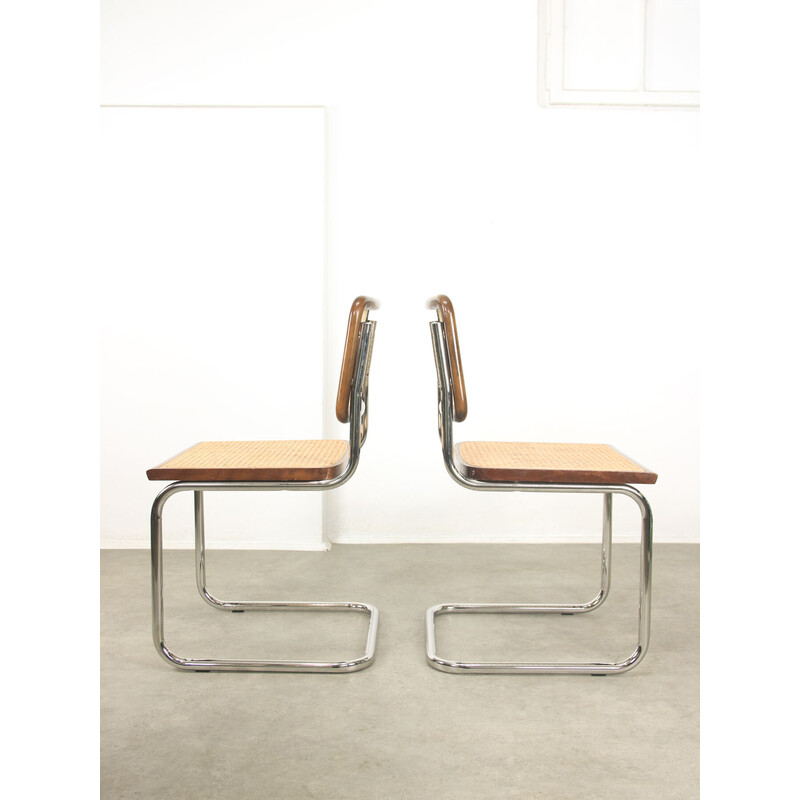 Coppia di sedie vintage Cesca B32 marrone di Marcel Breuer