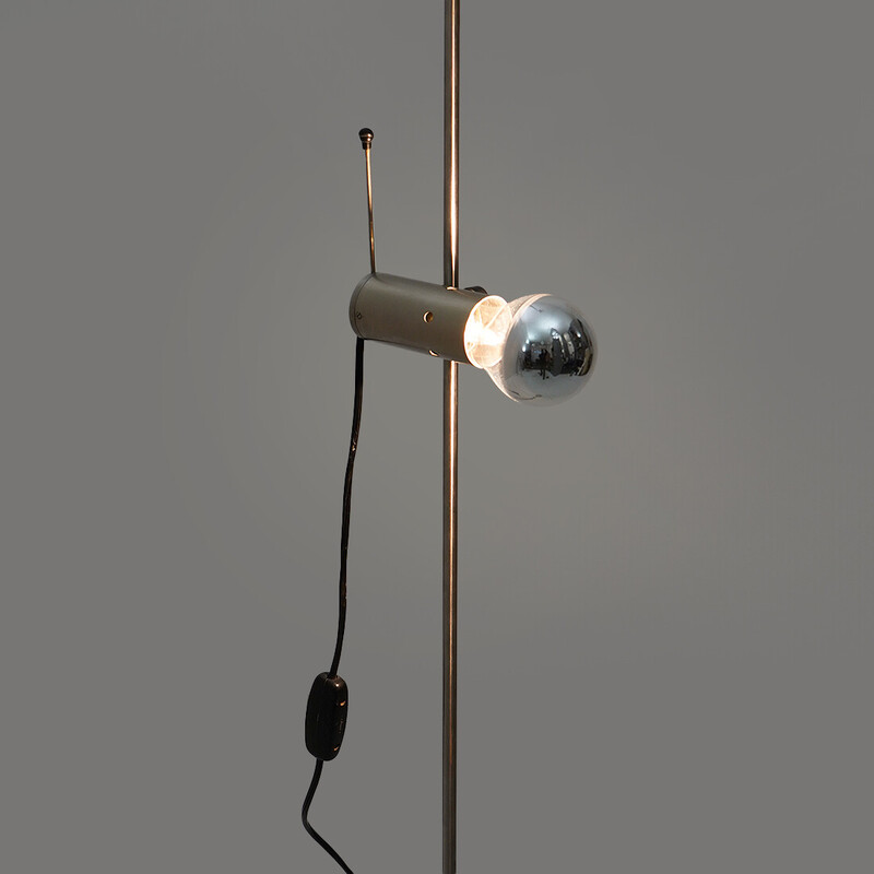 Lámpara de pie vintage modelo "387" en metal y travertino de Tito Agnoli para Oluce, Italia 1950