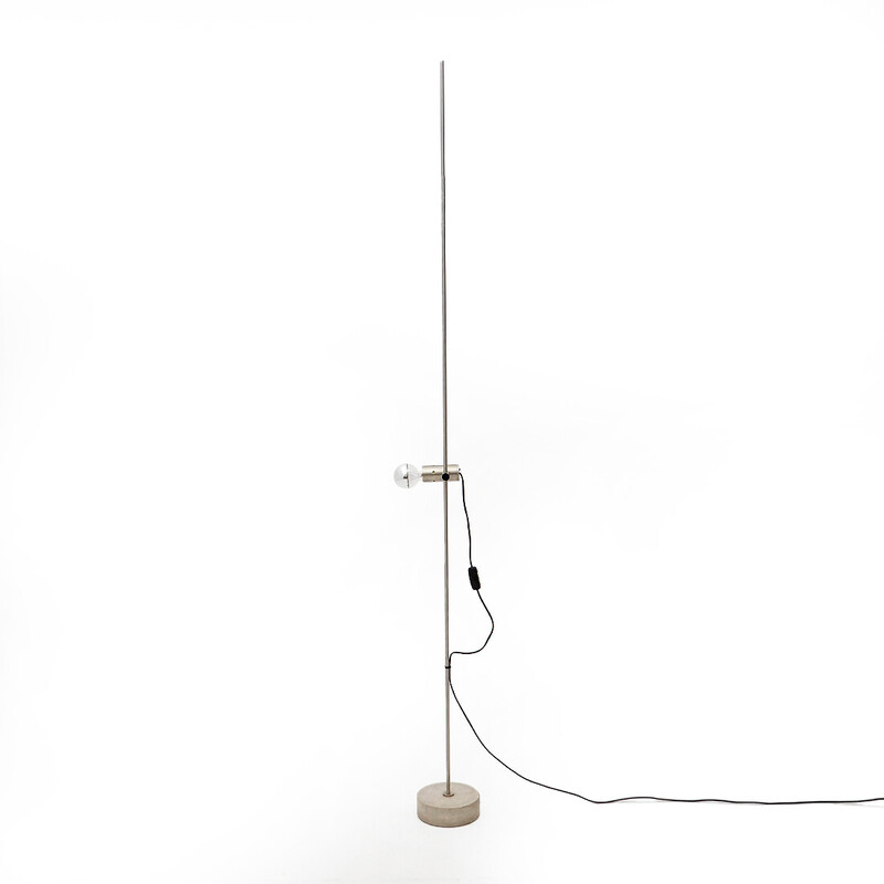 Vintage model "387" floor lamp in metal and travertine by Tito Agnoli for Oluce, Italy 1950