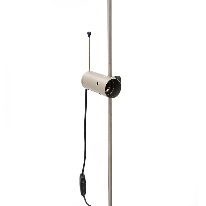 Vintage model "387" floor lamp in metal and travertine by Tito Agnoli for Oluce, Italy 1950