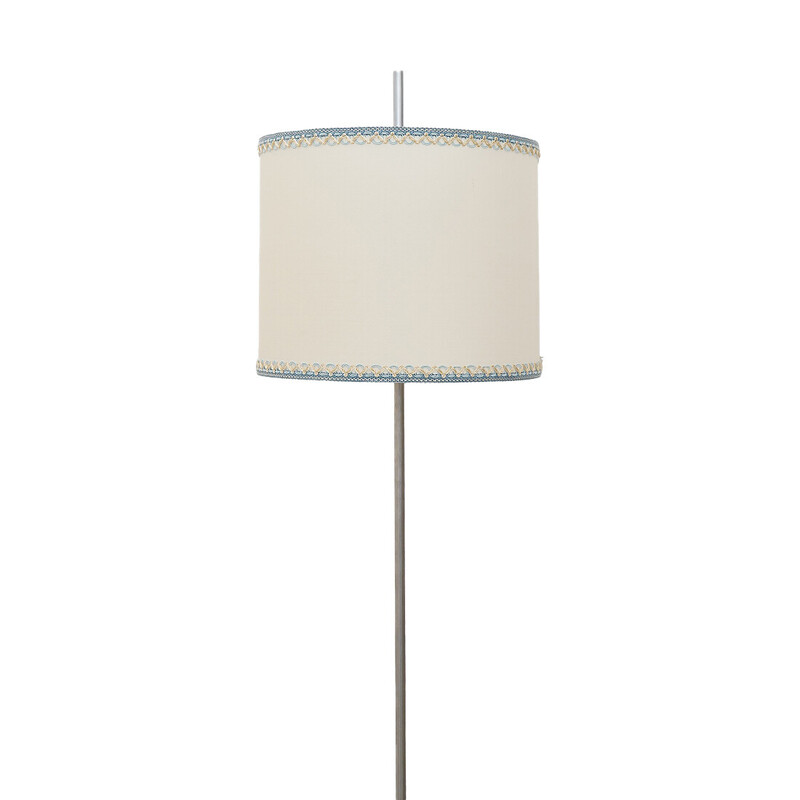 Vintage "396" floor lamp in brass and fabric by Tito Agnoli for Oluce, Italy 1950