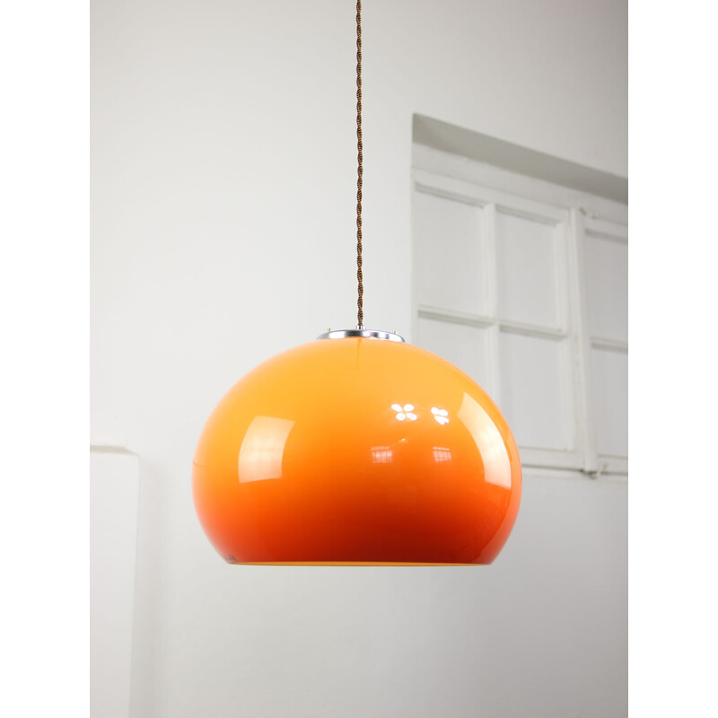 Vintage Jolly orange pendant lamp by Luigi Massoni for Guzzini, 1970