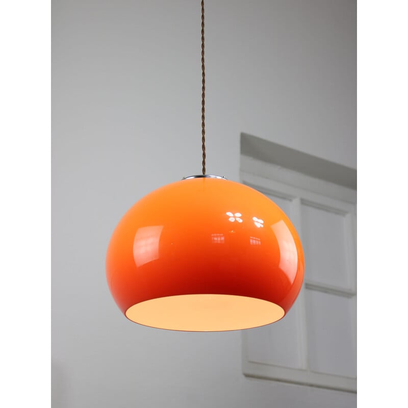 Vintage Jolly orange pendant lamp by Luigi Massoni for Guzzini, 1970