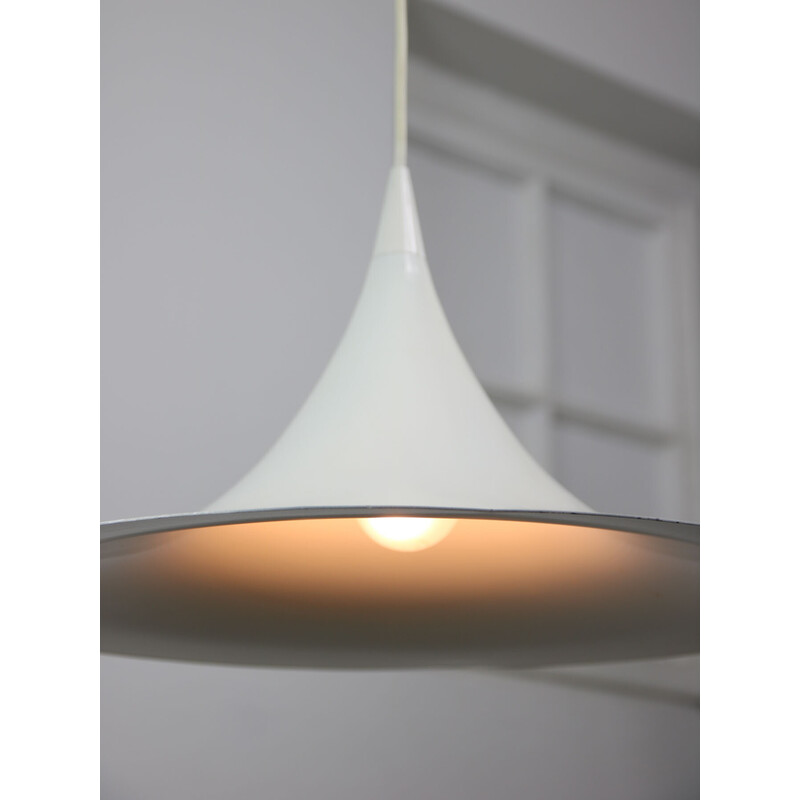 Vintage white Trumpet pendant light by Claus Bonderup and Torsten Thorup, Denmark