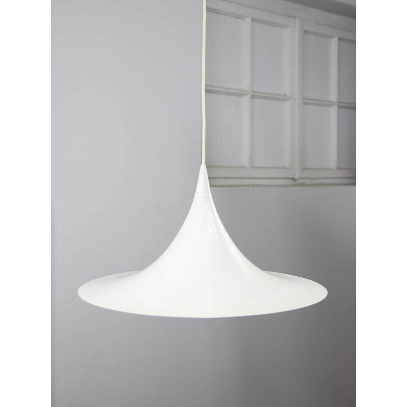 Vintage white Trumpet pendant light by Claus Bonderup and Torsten Thorup, Denmark