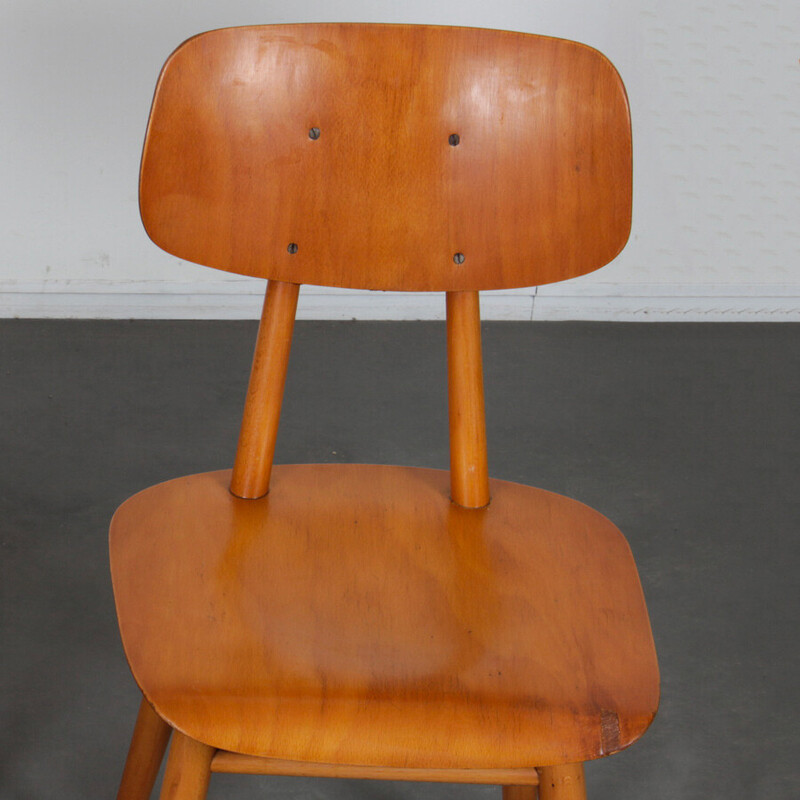 Cadeira Ton de madeira vintage, Checoslováquia 1960