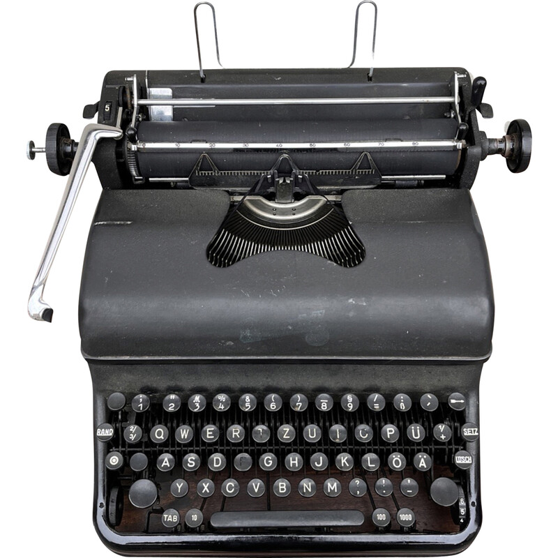 Máquina de escribir vintage modelo Gs en acero cromado y tela para Rheinmetall - Borsig AG, Alemania 1953