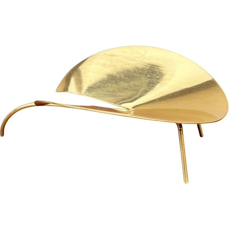 Vintage leaf-shaped brass plate, France 1960