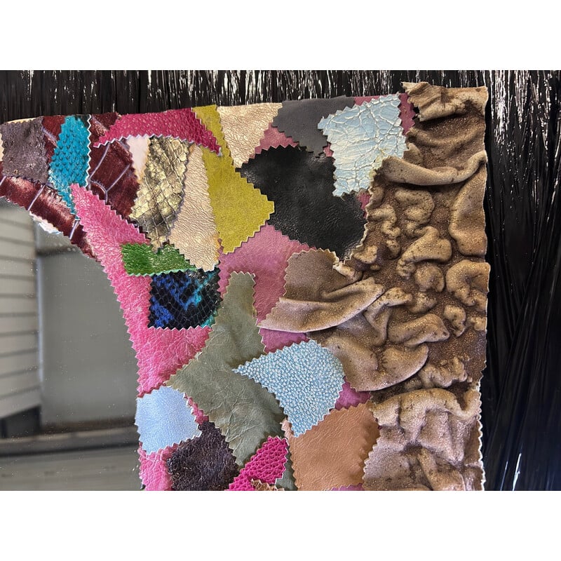 Specchio patchwork in pelle vintage di Peter M