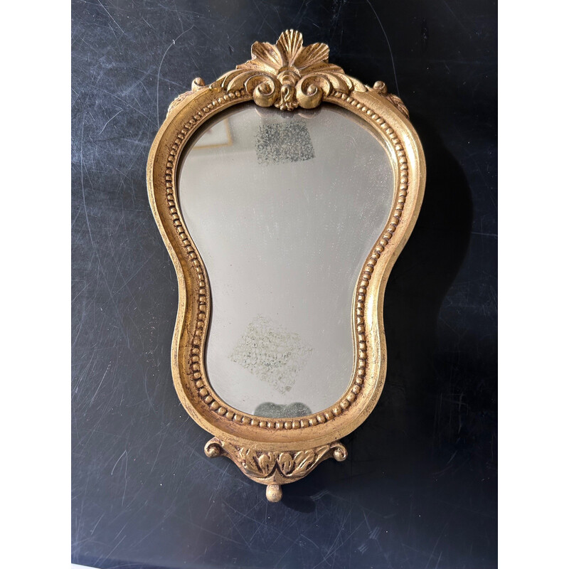 Specchio a conchiglia dorato d'epoca, 1960