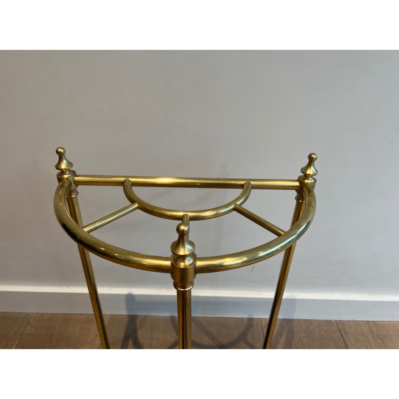 Vintage rounded umbrella stand in brass and cast iron, France 1900