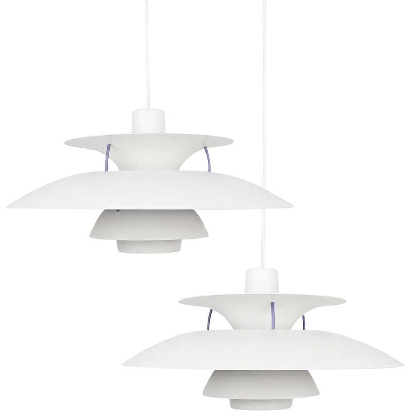 Pair of vintage PH 5 pendant lights by Poul Henningsen for Louis Poulsen, Denmark 1958