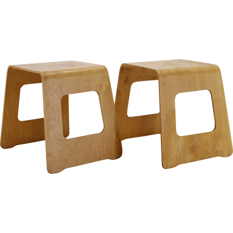 Pair of vintage wooden stools by Lisa Norinder for Ikea, Sweden 1990