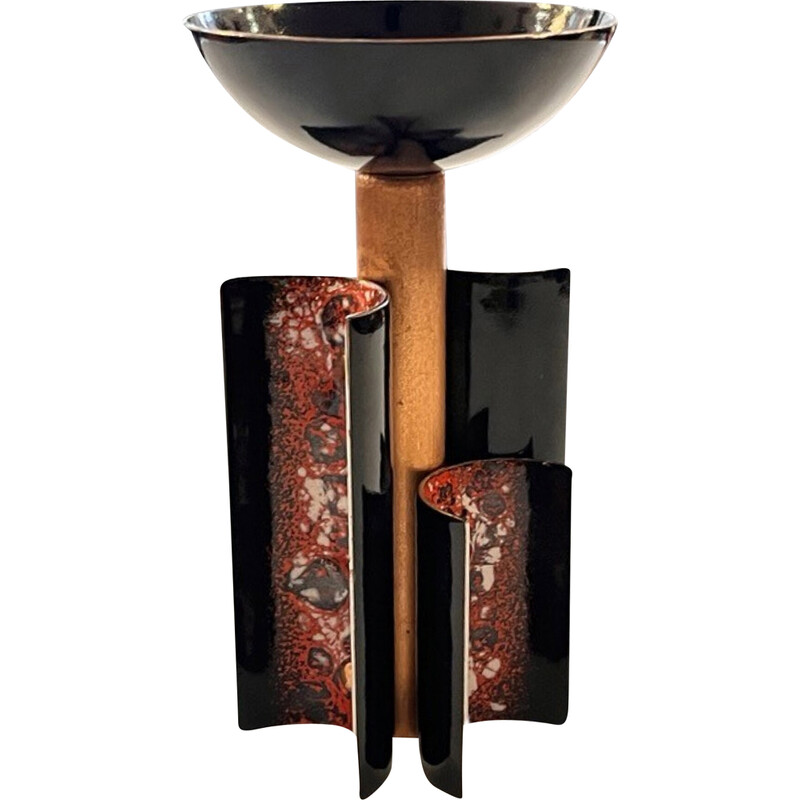 Vintage Space Age candlestick in enameled copper, Germany 1960