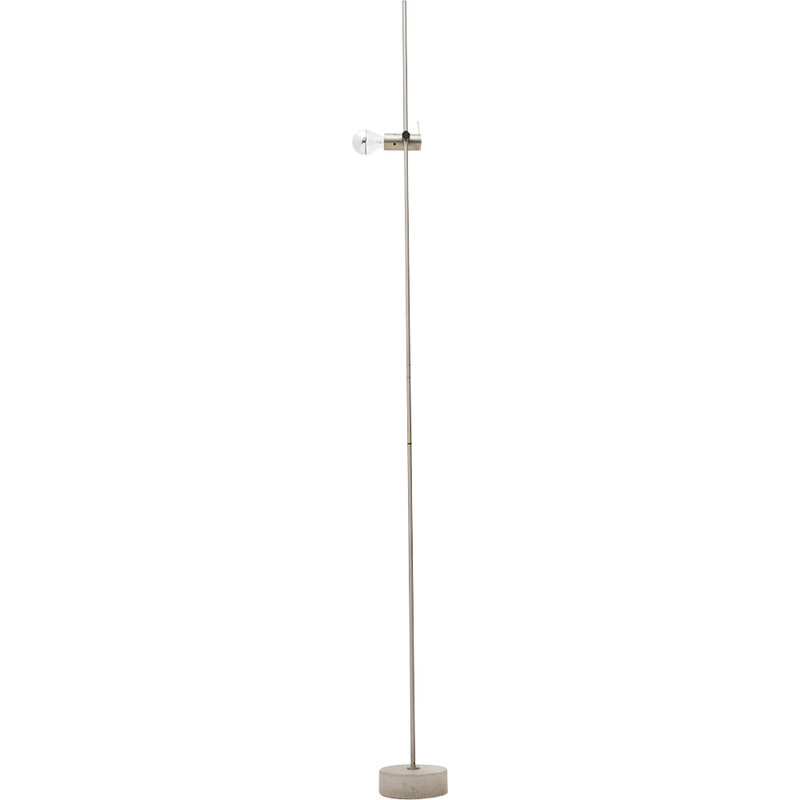 Vintage model "387" floor lamp in metal and travertine by Tito Agnoli for Oluce, Italy 1950