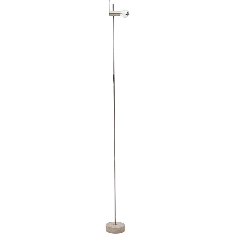 Vintage model "387" floor lamp in metal and travertine by Tito Agnoli for Oluce, Italy 1950