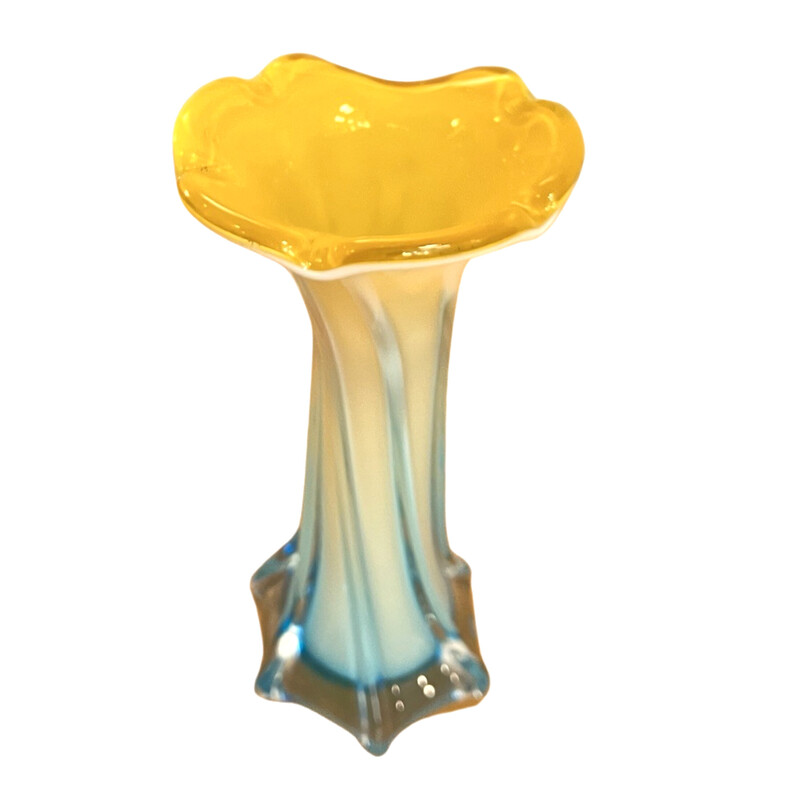 Vintage Murano glass and calla lily glass vase, Italy 1980