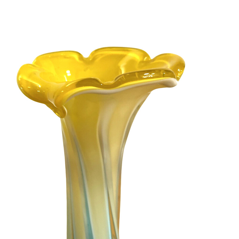 Vintage Murano glass and calla lily glass vase, Italy 1980