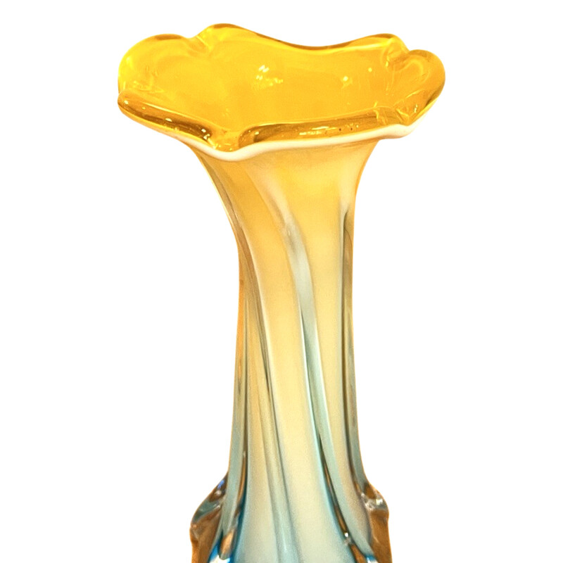 Vintage Murano glass and calla lily glass vase, Italy 1980