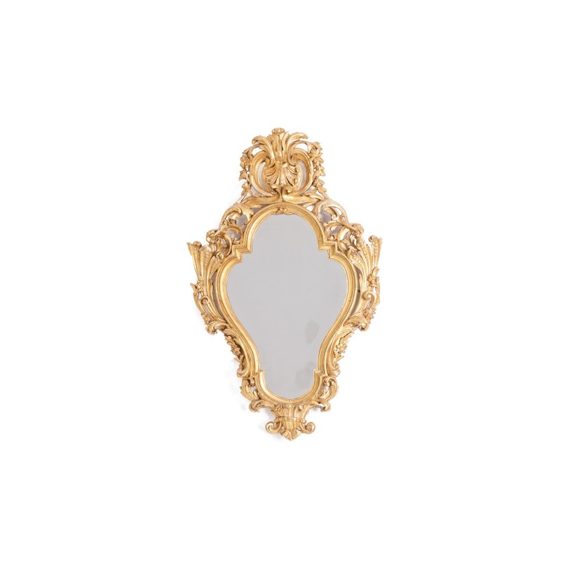 Vintage mirror in carved and gilded wood, 1950