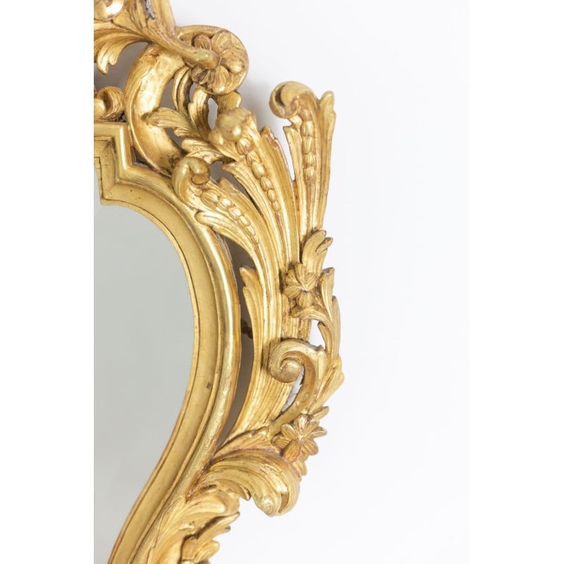 Specchio d'epoca in legno intagliato e dorato, 1950